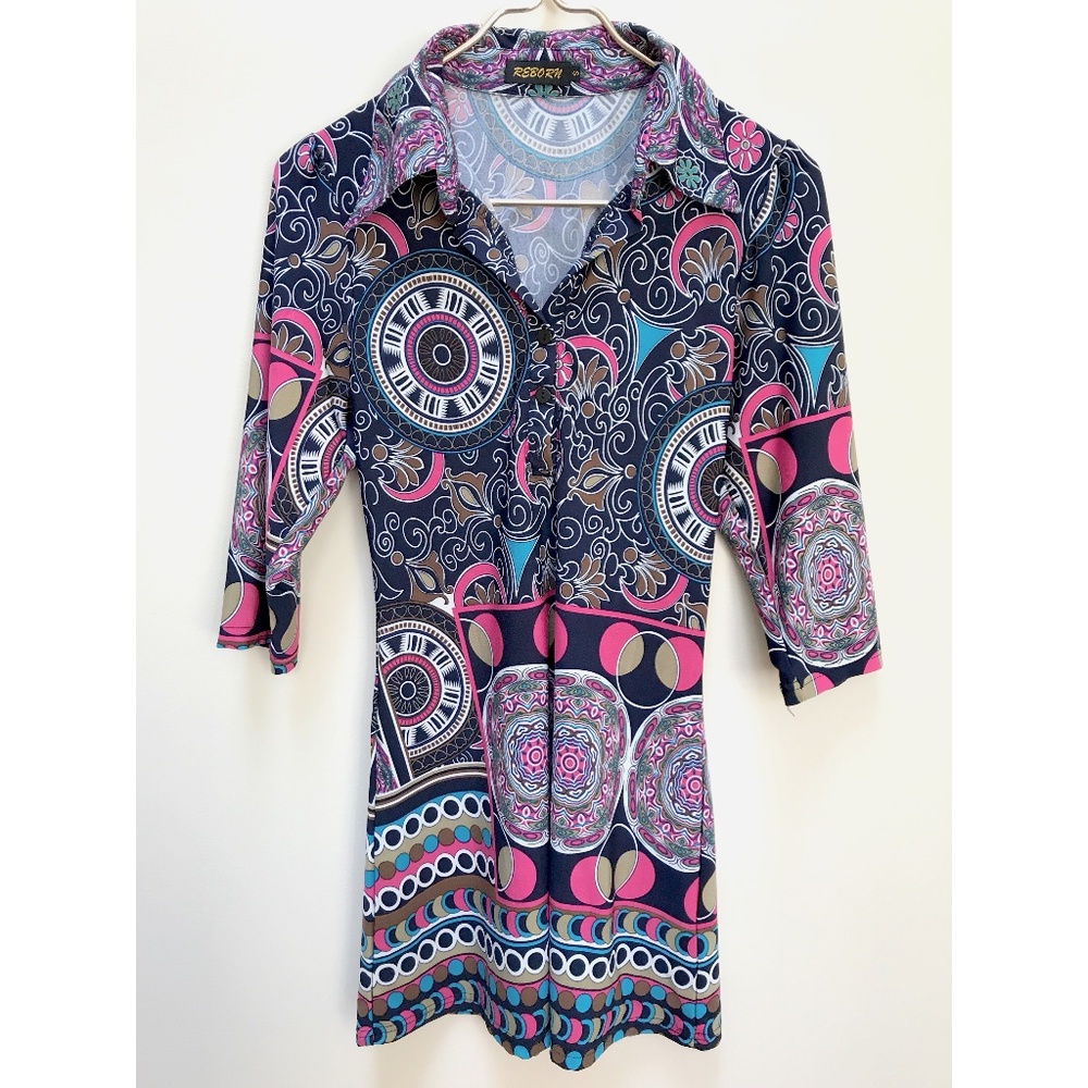 Reborn Collared Floral Print Dress